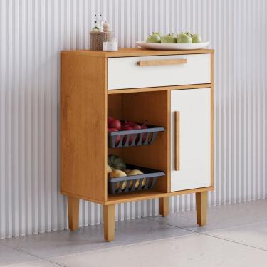 Imagem de Fruteira 1 Porta 1 Gaveta Lorena 60,75x80,5x33,5cm Nature/off White