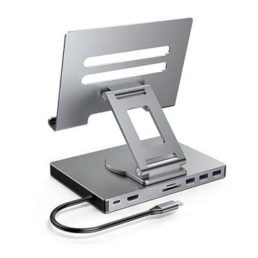 Imagem de Hub USB C iPad Pro, adaptador para iPad Pro M4 M2 M1 13 12,9 11 polegadas iPad Air Docking Station dobrável com 4K 60Hz HDMI, carregamento PD, leitor de cartão SD/TF, 3 USB 3.0, áudio de 3,5 mm