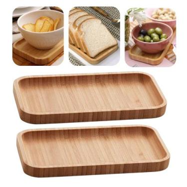 Imagem de Kit 2 Bandeja de Bambu Petisqueira Multiuso Hire Lyor 20x10x1,5cm