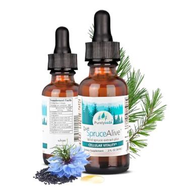 Imagem de PURELY WILD SpruceAlive - Resina de abeto cru e complexo de óleo de semente preta | Suporte de energia natural e vitalidade | Extrato de floresta colhida na natureza | Fórmula original do Dr. Cass