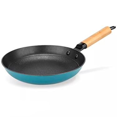 Imagem de P9IDEDFH Frigideira de ferro fundido antiaderente em esmalte de favo de mel com rebites no interior (Cor: A, Tamanho: 28 cm) (A 28 cm)