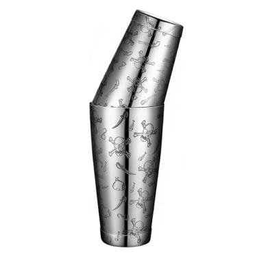 Imagem de Coqueteleira de aço inoxidável Boston Shaker Tin com padrão gravado Martini Coqueteleira Profissional (Estilo3)