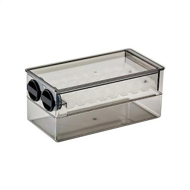 Imagem de Baldes de gelo forma de cubo de gelo caixa de armazenamento grande capacidade recipiente para coquetéis, cerveja, vinho e bebidas de suco (cinza transparente)