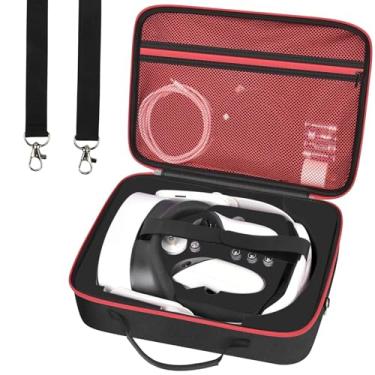 Imagem de Estojo de transporte rígido para Meta Quest 3/Quest 3S/ para fone de ouvido e controles de toque para jogos Oculus Quest 2, bolsa de armazenamento de viagem com capa de silicone e protetor de lente e
