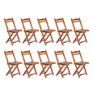 Imagem de Kit 10 Cadeiras Dobrável Madeira Maciça Ypê Perfeita Para Ambientes Externos E Cobertos Cerejeira