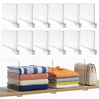 Imagem de SIP SORT Divisórias de prateleira de acrílico para organização de armários, pacote com 12 organizadores e armazenamento de armário de material reforçado de qualidade premium, perfeito para organização