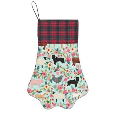 Imagem de SKKNT Meias de Natal com estampa de animais de estimação, decoração de Natal, cães, gatos, árvore, presente conveniente