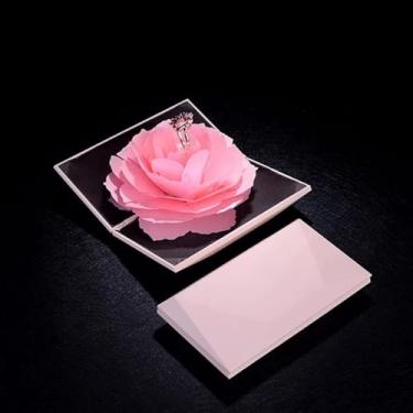 Imagem de Caixa de anel giratório rosa com exibição criativa embalagem de joias para noivados, dia dos namorados, presentes de confissão, rosa