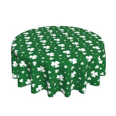 Imagem de Xumuyin Toalha de mesa de trevo redonda para Dia de São Patrício 152 x 152 cm, impermeável, fácil de limpar