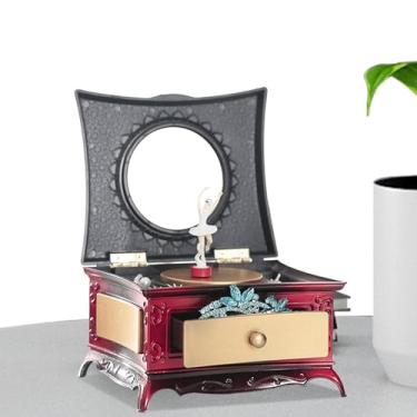 Imagem de Caixa de Jóias Bailarina para Meninas | Caixa de Jóias Bailarina para Meninas Musical | de música de corda de bailarina organizadora de joias com cadeado e espelho, decoração de quarto charmosa