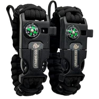 Imagem de 133 Supply Pulseira Paracord Bússola, caminhada, sobrevivência, emergência, apito, incêndio, kit para iniciantes, equipamento de acampamento, caminhada, acessórios de pesca, caça, equipamento de