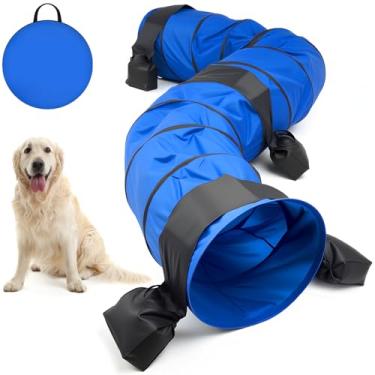 Imagem de Briwooody Túnel extra grande de 71 cm para agilidade para cães com sacos de areia, equipamento de treinamento de agilidade de 4 metros, pacote com 4 sacos de areia e 4 pontas de aterramento para todos