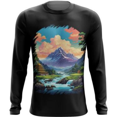 Imagem de Camiseta Manga Longa Templo Budista Anime Buda 12 - Kasubeck Store®, B