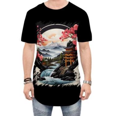 Imagem de Camiseta Longline Paisagem Oriental Portão Torii 10 - Kasubeck Store®,
