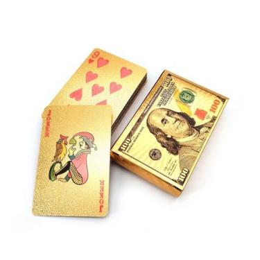 Imagem de Baralho Dourado Luxo Impermeável e Anti-Rasgo 54 Cartas Premium para T
