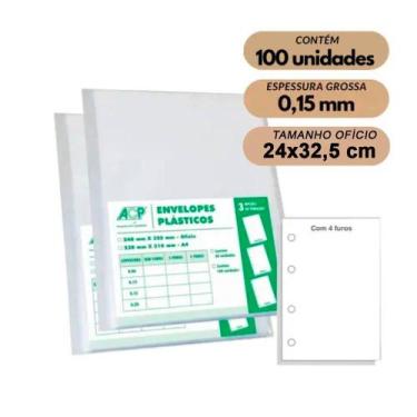 Imagem de Envelope Plastico Acp Oficio 4/Furos 0,15mm C/100 Grosso