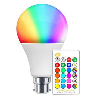 Imagem de Goodjobb Lâmpada inteligente 10W, RGB Lâmpada de mudança de cor, luz regulável B22 , LED Lâmpadas super brilhantes Iluminação ambiente com controle remoto, opções de para decoração de casa