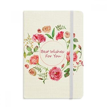 Imagem de Caderno de flores com estampa de arbusto de rosas vermelhas oficial de tecido capa dura para diário clássico
