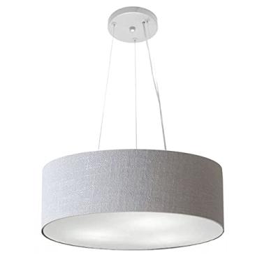 Imagem de Lustre Pendente Cilíndrico Cúpula Tecido 45x15 cm, Vivare Iluminação, Pendente4184 CZ, Cinza, Médio