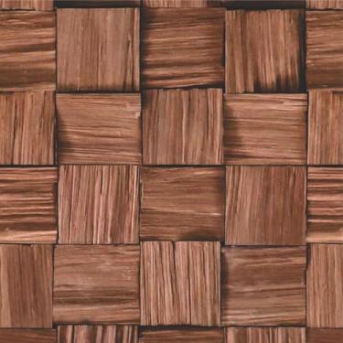 Imagem de Papel De Parede Adesivo Madeira Em Blocos 3d Marrom Rolo 5m