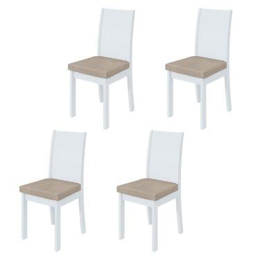 Imagem de Kit 4 Cadeiras Athenas Branco/Veludo Naturale Creme 75868 - Móveis Lopas