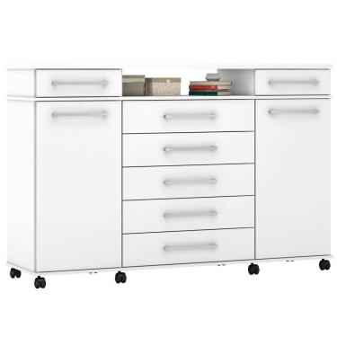 Imagem de Cômoda Demóbile London 7 gavetas 2 portas com sapateira para TV de ate 50 Polegadas Branco