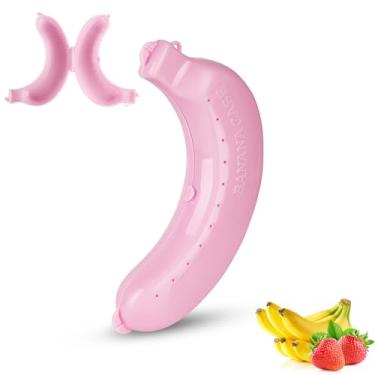 Imagem de protetor de banana para frutas,Armazenamento de recipiente para almoço, suporte para banana fofo, caixa para caixa protetora de banana para frutas, armazenamento para recipiente para almoço(Pink)