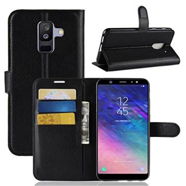 Imagem de Capa carteira para Samsung J8 Plus, carteira flip de couro PU premium com compartimento para cartão, suporte e fecho magnético [capa interna à prova de choque de TPU] Compatível com Samsung J8 Plus