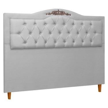 Imagem de Cabeceira Estofada Provençal lUXO Casal 140cm Com Aplique MDF Linho Cinza SOFA STORE
