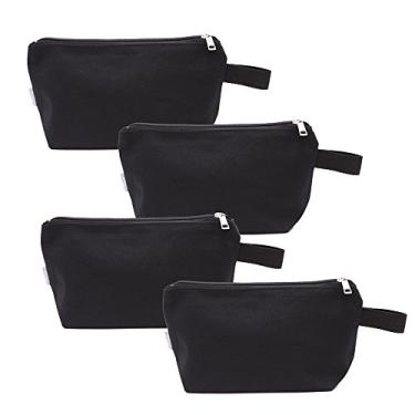 Imagem de Augbunny 100% algodão, 473 ml, lona resistente, multifuncional, zíper, cosméticos, maquiagem, viagem, higiene, bolsa organizadora, pacote com 4, Preto, Medium