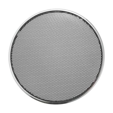 Imagem de ACROPIX Capa universal de grade de alto-falante de carro de 10 cm redonda de malha para alto-falante de áudio de 10 cm capa protetora de subwoofer chapeamento de ferro prateado preto - pacote com 1