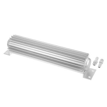 Imagem de uxcell 1 conjunto de refrigerador de óleo de transmissão de 30,5 cm de liga de alumínio com passagem dupla transmissora com 1/10.2 cm NPT universal prateado