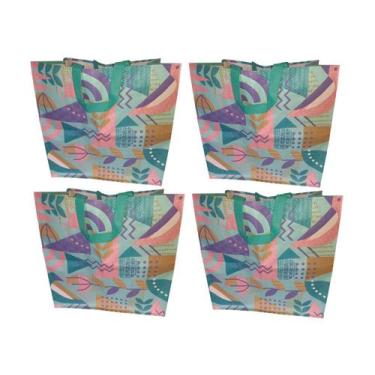 Imagem de 4 Sacolas Gigantes de Ráfia Ecobag Retornável 44x45x29cm B4u