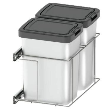 Imagem de Lixeira Dupla para Cozinha Suprema Corrediça Deslizante Lateral 9 litr