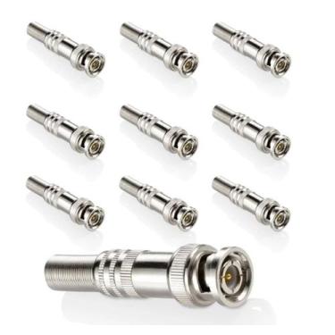 Imagem de Kit 10 Conector Bnc Com Mola E Parafuso Cftv - DGS SEGURANÇA ELETRÔNIC