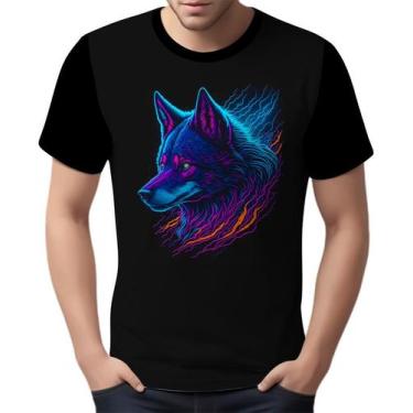 Imagem de Camisa Camiseta Estampada T-shirt Face Lobo Neon Canino 3 - Enjoy Shop