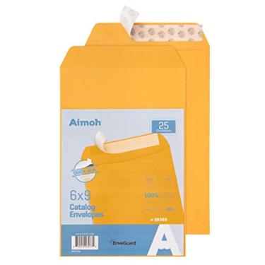 Imagem de Aimoh Envelopes Catálogos Kraft Marrom Autovedante 6 x 9 - 12,7 kg, Ultra Strong Quick-Seal, 15 x 23 cm - 25 Unidades (38369)