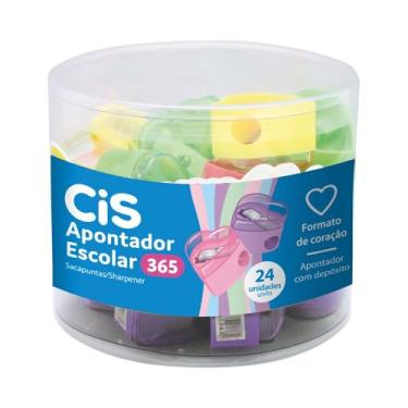 Imagem de Apontador Escolar 365 Formato De Coração c/depósito, CIS, 20.6600, Pote com 24 unidades sortidas