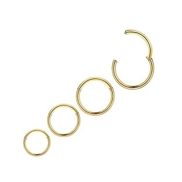 Imagem de KREZIP Anel de nariz dourado 16G 18G 20G 316L Anel de nariz articulado de aço inoxidável anéis de septo cartilagem daith tragus hélice brincos de argola hipoalergênico piercing corporal joia para mulheres homens meninas, 20G 6-7-8-9mm, Aço inoxidável, Sem pedras preciosas