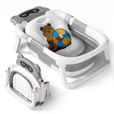 Imagem de Banheira de Bebê Dobrável AVIDOR para Recém-Nascido - Cinza