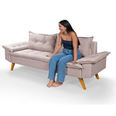 Imagem de Sofá Bariloche 3 Lugares em Linho Essencial Estofados,  Champagne