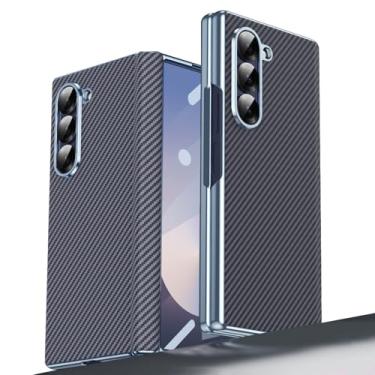 Imagem de HAO RIYLN Capa de couro para Samsung Galaxy Z Fold6, capa de textura de fibra de carbono, proteção à prova de choque, capa ultrafina anti-impressão digital, cinza, Z DOBRAD6