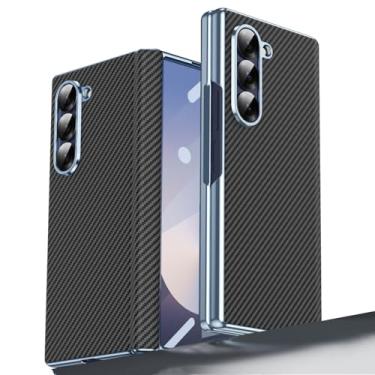Imagem de HAO RIYLN Capa de couro para Samsung Galaxy Z Fold6, capa de textura de fibra de carbono, proteção à prova de choque, capa ultrafina anti-impressão digital, preta, Z FOLD6