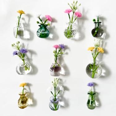 Imagem de Ímãs fofos de mini vaso para geladeira, minúsculos vasos de vidro magnéticos, acessórios de geladeira, ímã de vaso para flores reais, armário de plantas estéticas engraçadas, decoração de cozinha de