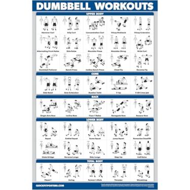 Imagem de Palace Learning Pôster de exercícios com halteres - Guia de musculação de peso livre | Tabela de ginástica em casa - LAMINADO, 45,7 cm x 61 cm