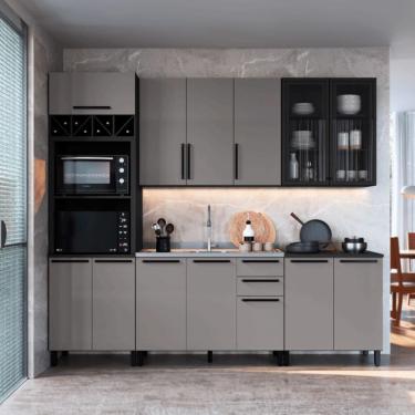 Imagem de Cozinha Modulada Completa 5 Peças Indekes Isa, Chumbo e Titânio