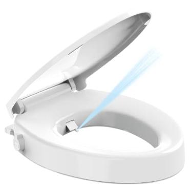 Imagem de Acessório de bidê de assento de vaso sanitário alongado, design frontal fechado, branco