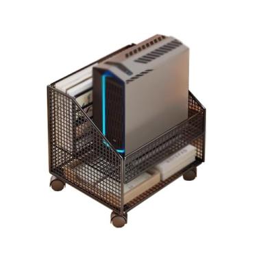 Imagem de Suporte para CPU Mobile PC Tower Stand Under Desk Storage Rack Metal CPU Stand com Rodas de Travamento Adequado para Home Office Under Desk CPU Holder (Preto)