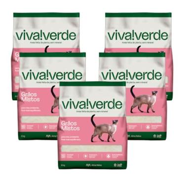 Imagem de Kit 5 Areia Biodegradável Viva Verde 20kg Salmão Gatos