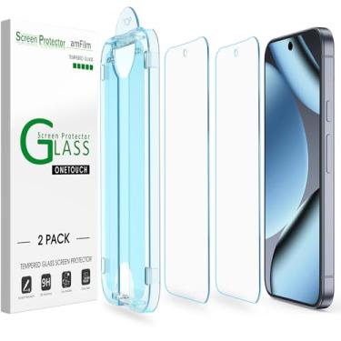 Imagem de amFilm Alinhamento automático OneTouch para Google Pixel 10 Pro/Pixel 10 [6,3''] Protetor de tela, instalação em 30 segundos, sem bolhas, compatível com capas, antiarranhões [2 unidades]